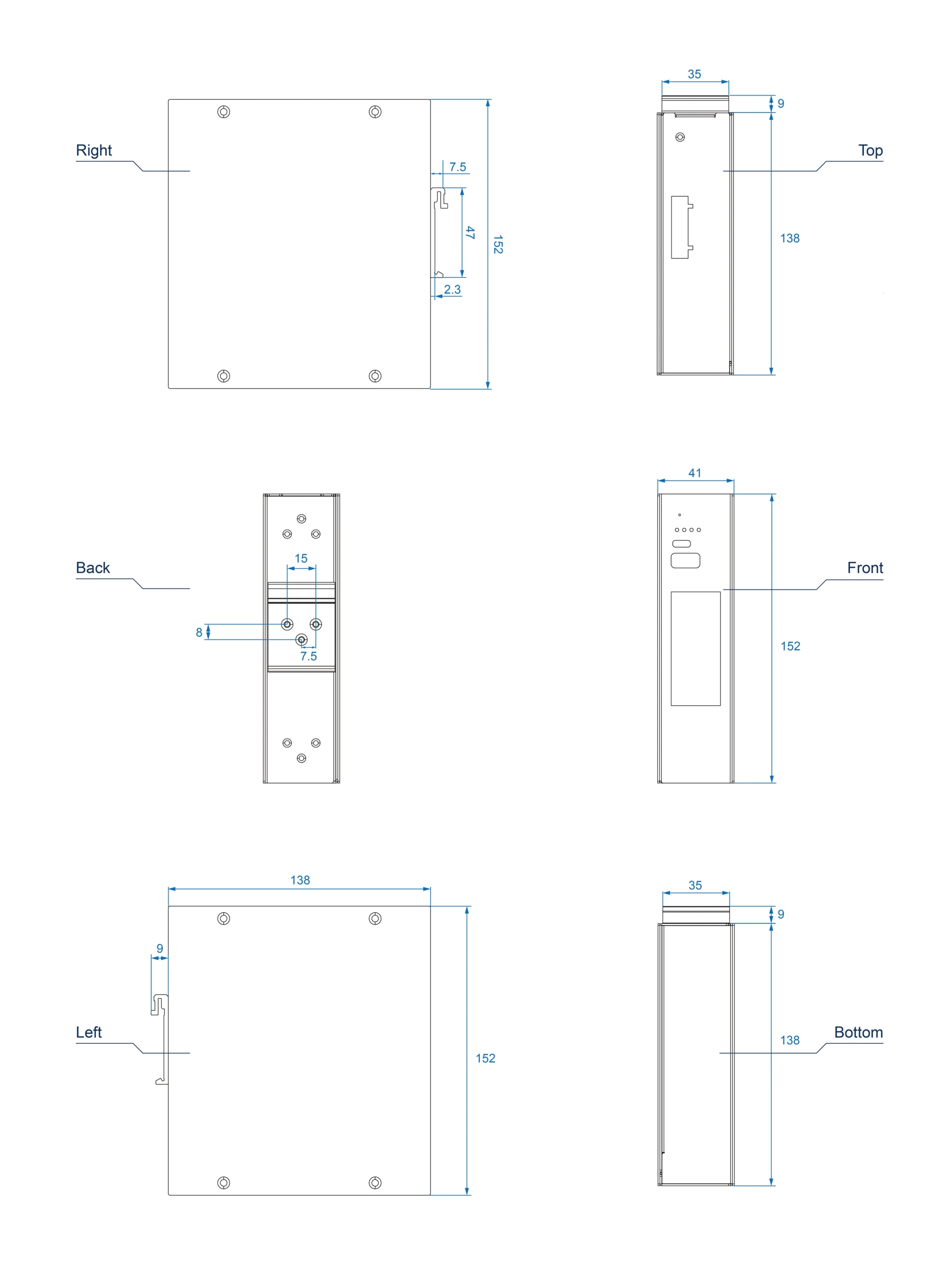 Dimensions diagrams of this device.