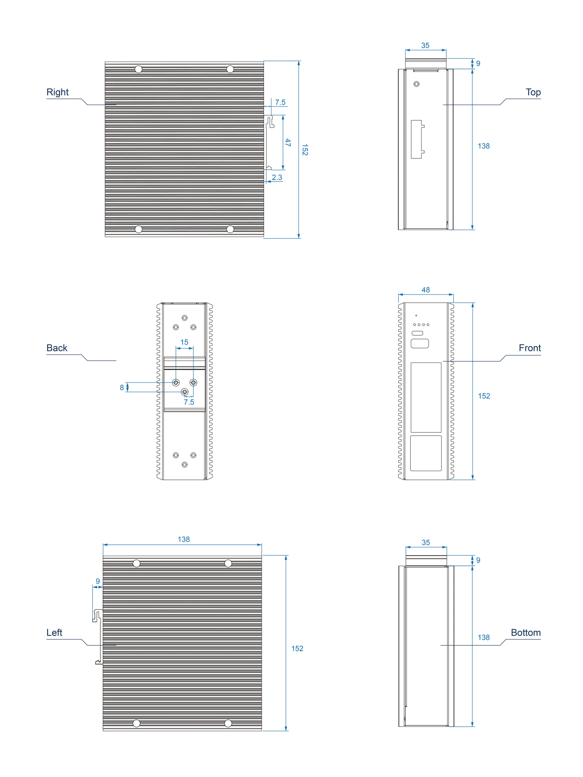Dimensions diagrams of this device.