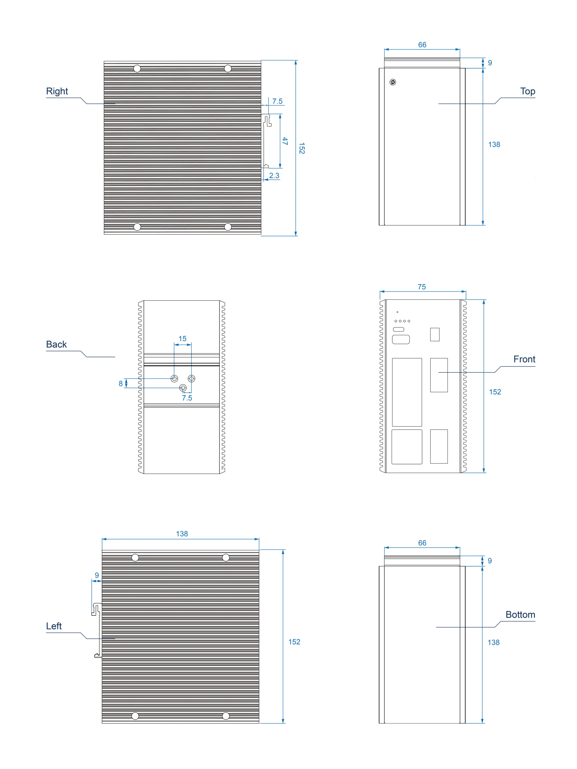 Dimensions diagrams of this device.