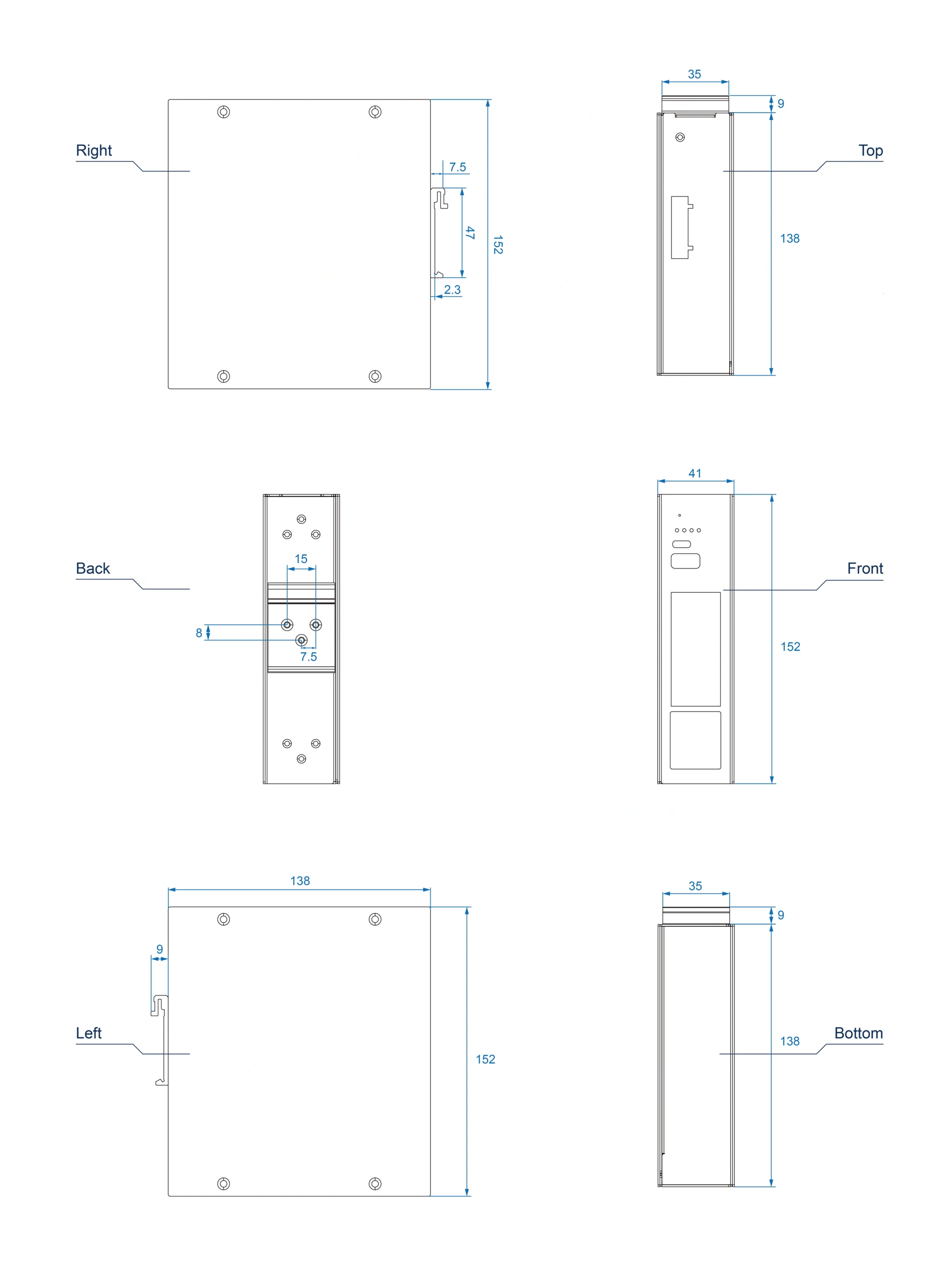 Dimensions diagrams of this device.