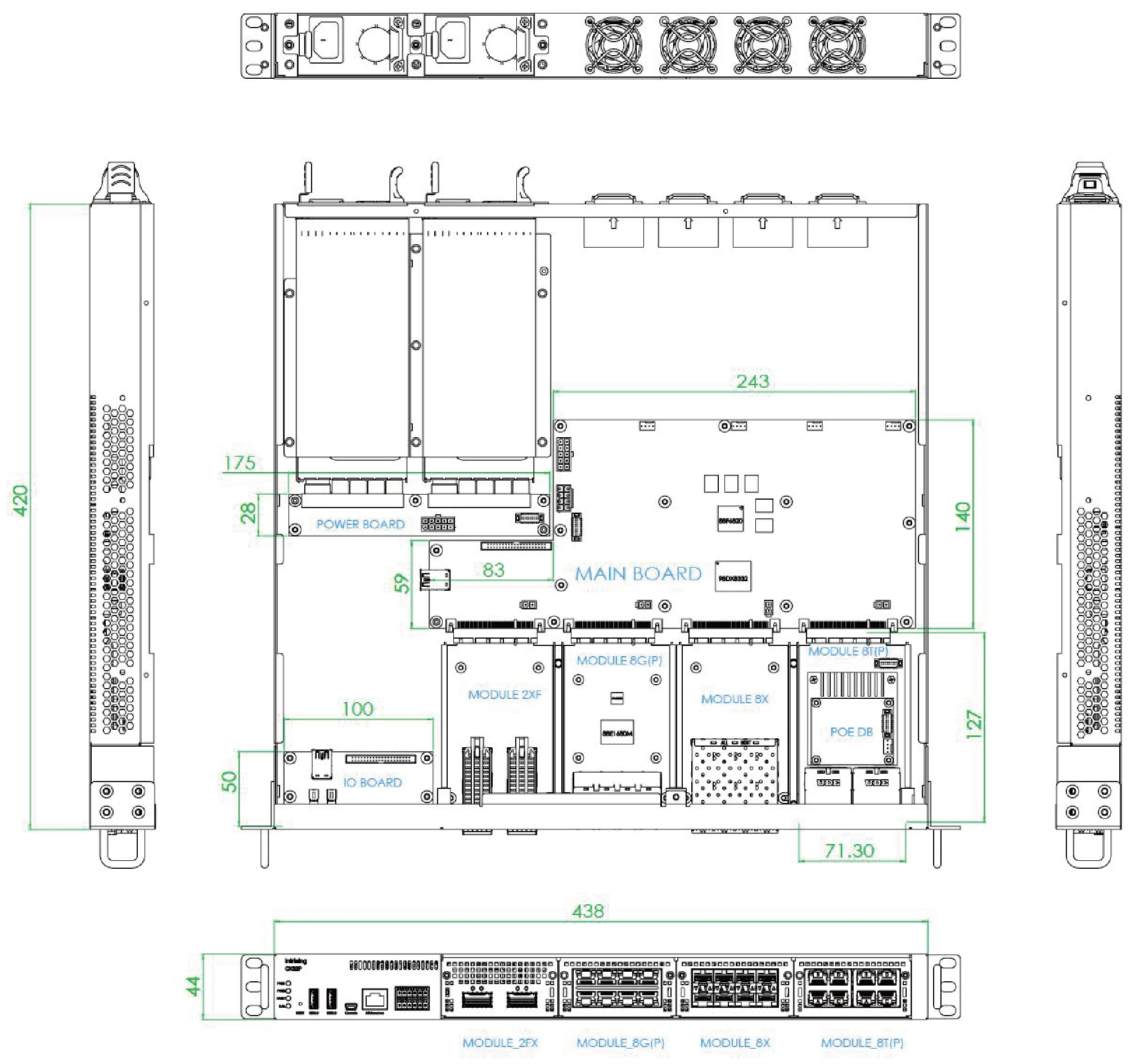 Dimensions diagrams of this device.