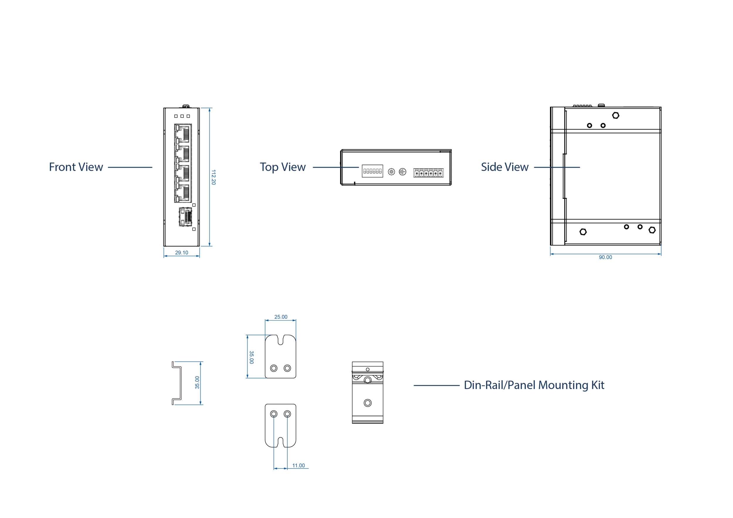 Dimensions diagrams of this device.