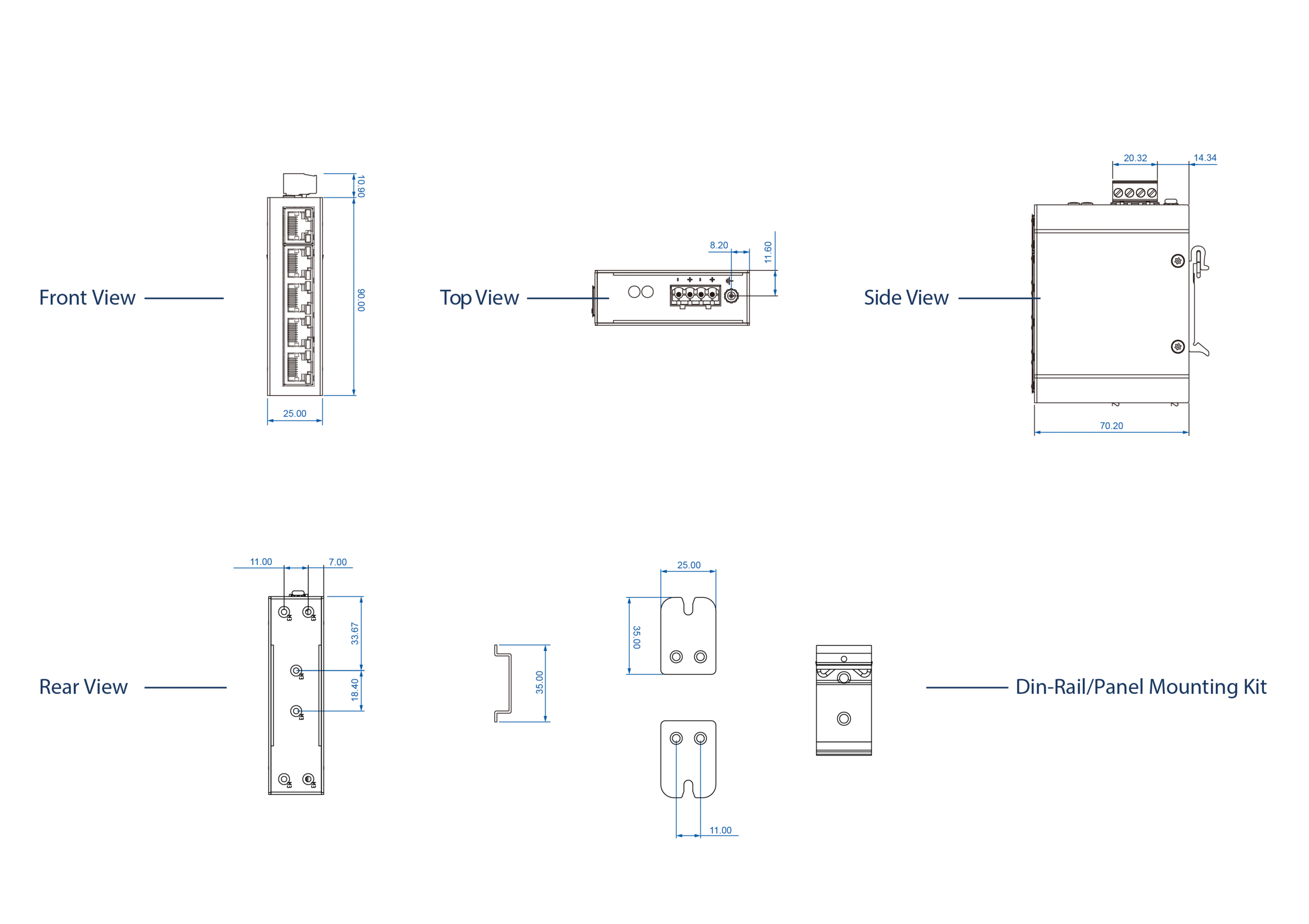 Dimensions diagrams of this device.