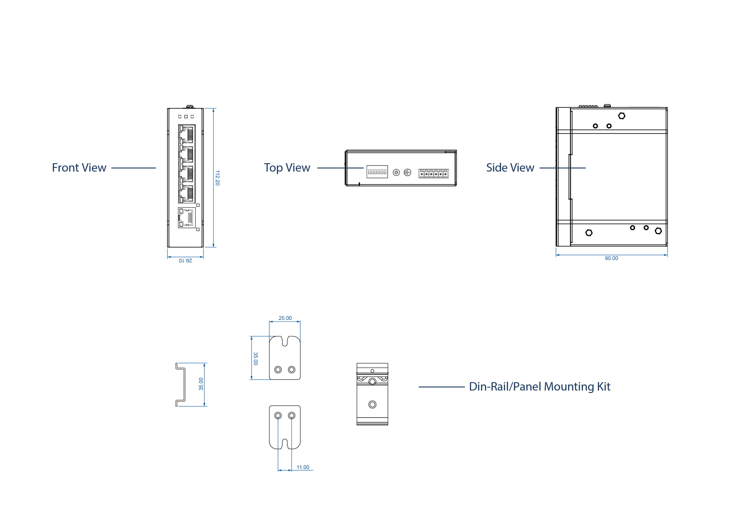 Dimensions diagrams of this device.