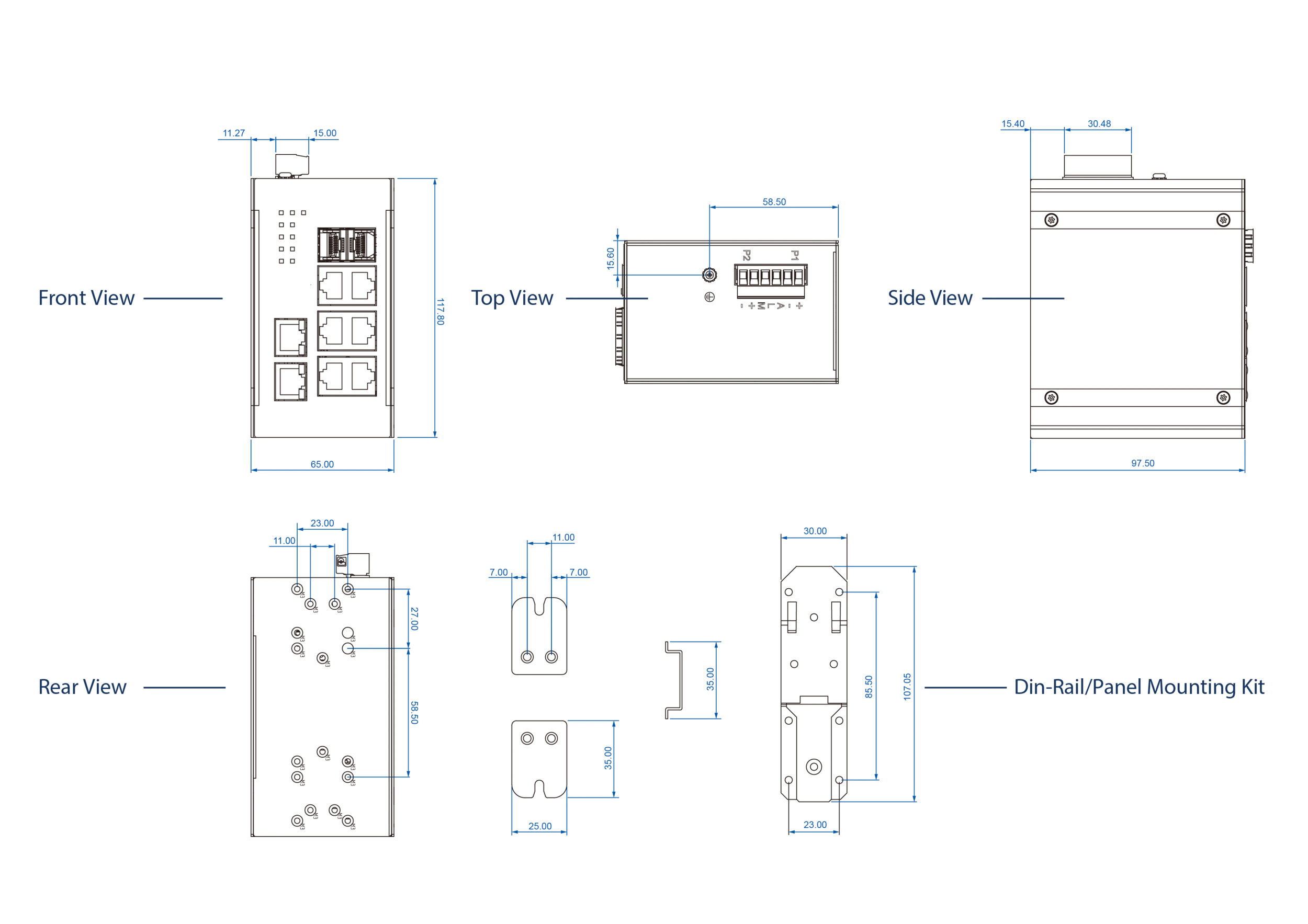 Dimensions diagrams of this device.