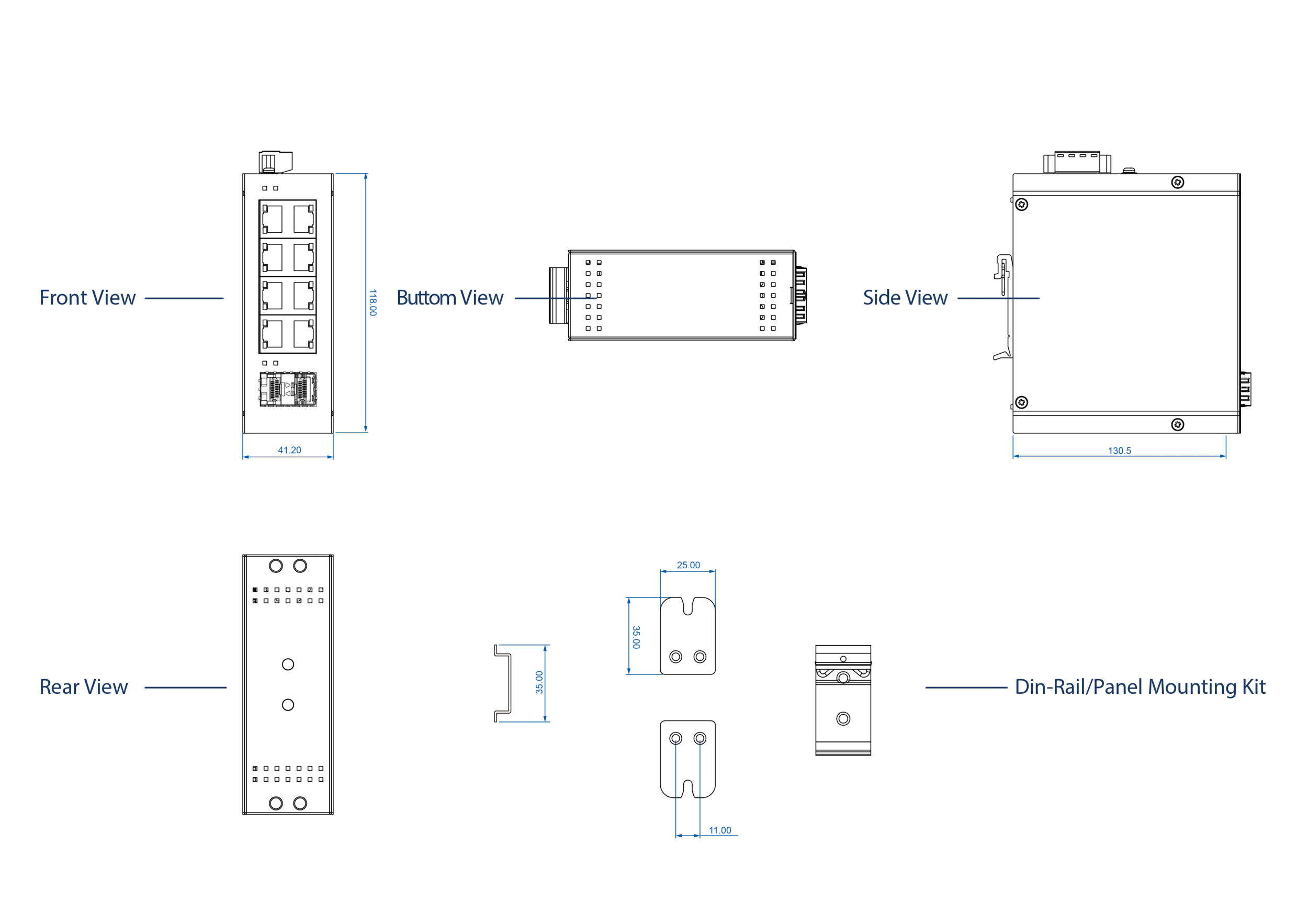 Dimensions diagrams of this device.