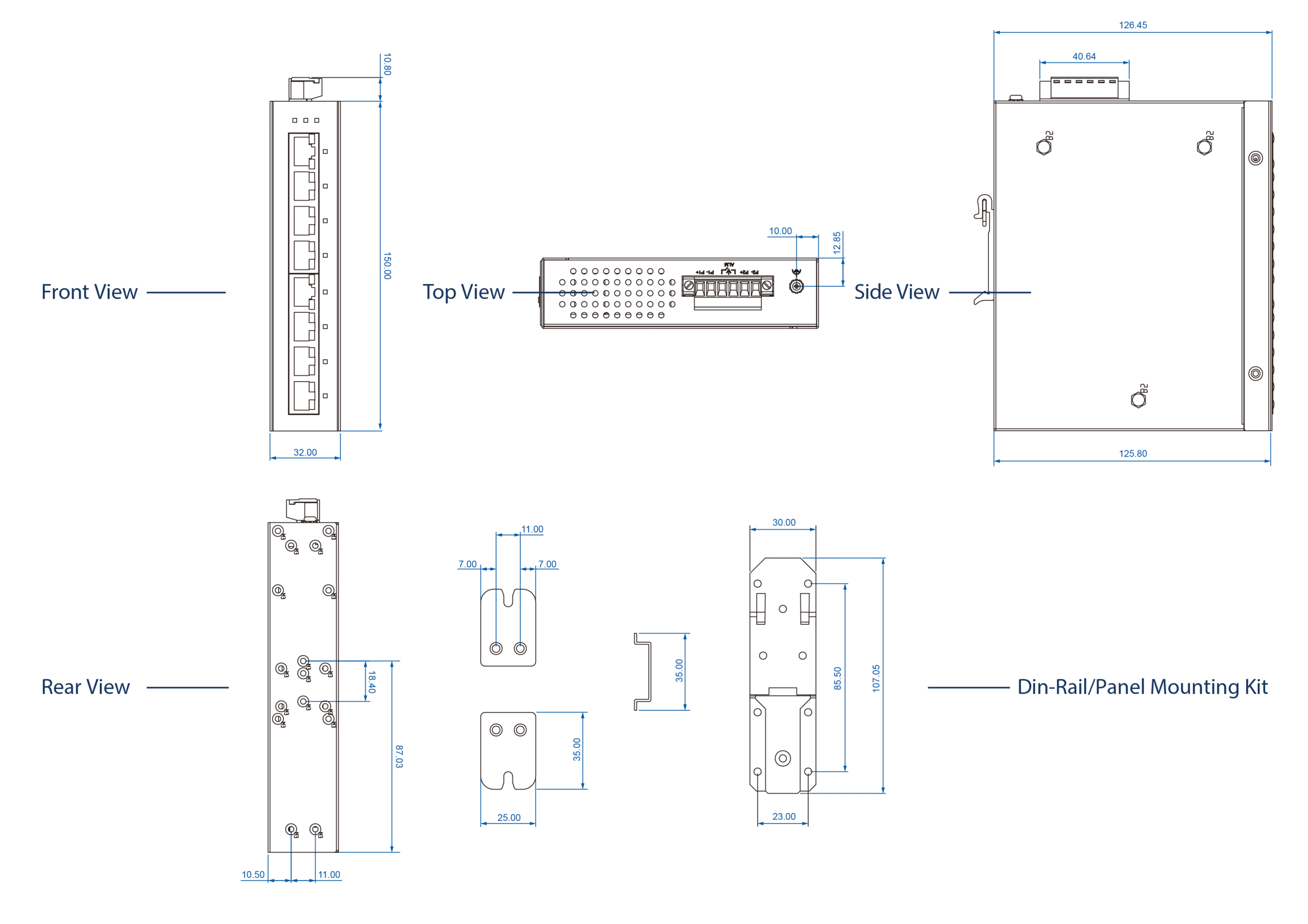Dimensions diagrams of this device.