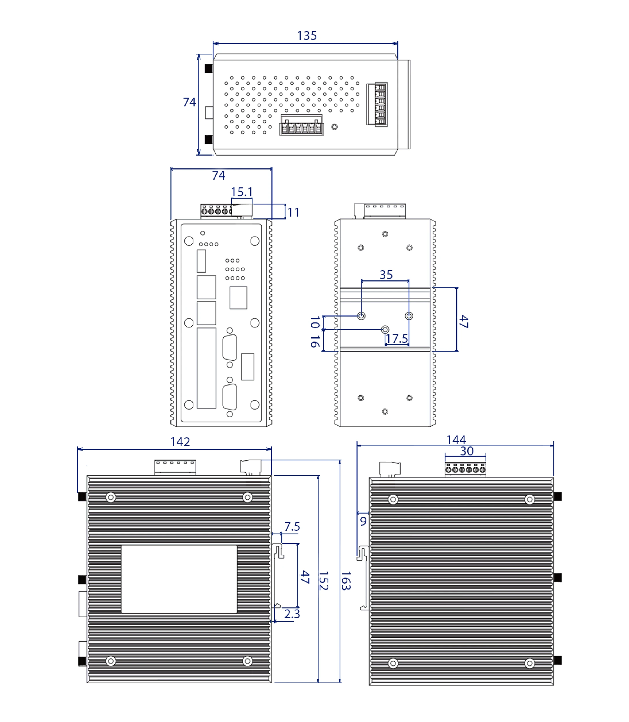 Dimensions diagrams of this device.